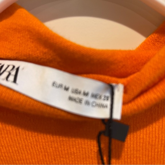 Zara 9598/012/615 Women Orange Mock  Neck LS Viscose/Nylon/Linen Pullover  Top M - Picture 6 of 9